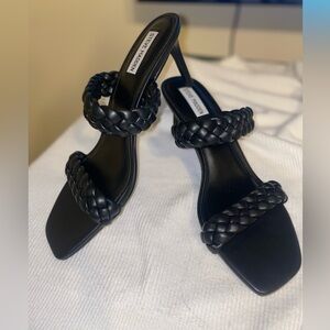 Steve Madden Black Braided Kitten Heels